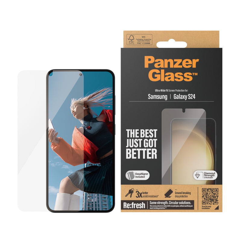 PanzerGlass Screen Protector Ultra Wide Fit With Easyaligner - Samsung Galaxy S24 (7350)