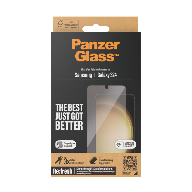 PanzerGlass Screen Protector Ultra Wide Fit With Easyaligner - Samsung Galaxy S24 (7350)