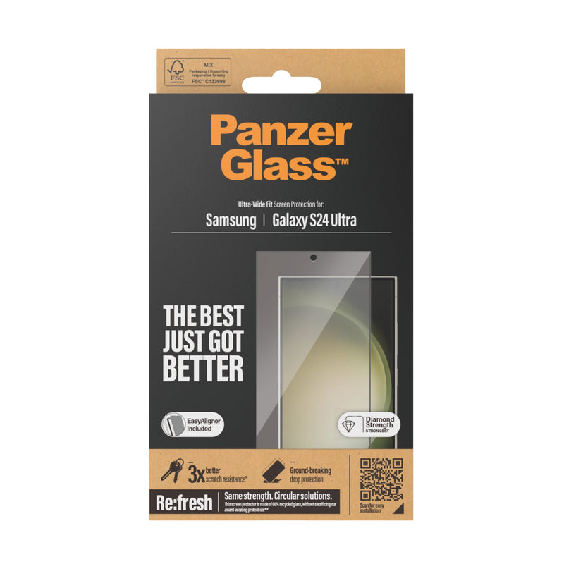 PanzerGlass Screen Protector Ultra Wide Fit With EasyAligner - Samsung Galaxy 24 Ultra - Black (7352)