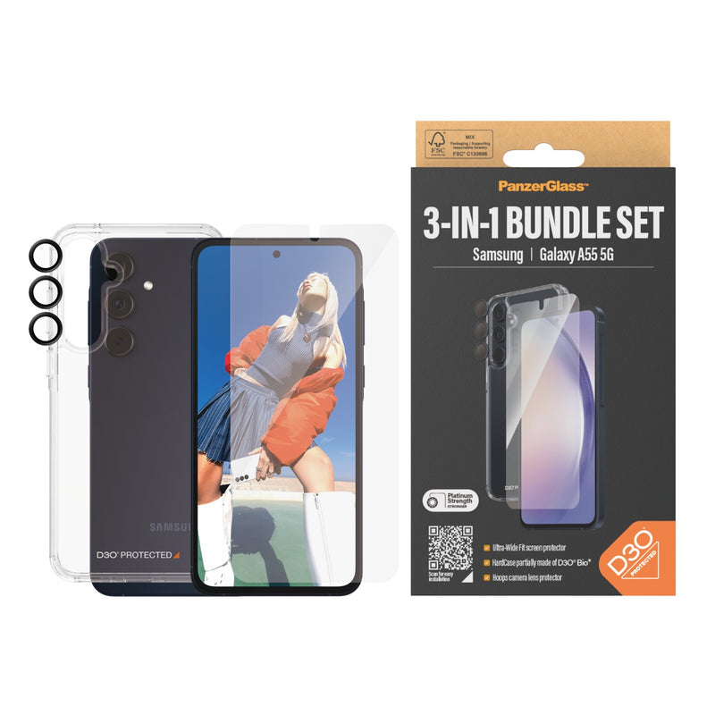 PanzerGlass 3-In-1 Protection Bundle - Samsung Galaxy A55 5G (B0470+7358)