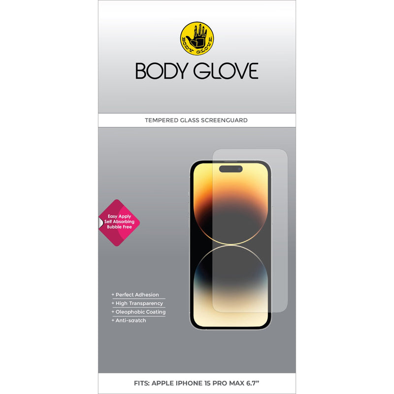 Body Glove Tempered Glass Screen Protector - Apple iPhone 15 Pro Max - BGSGFGTG-I15PM