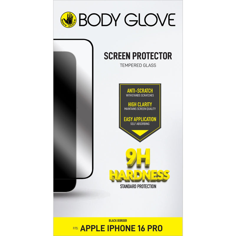 Body Glove Tempered Glass Screen Protector - Apple iPhone 16 Pro - Black Border (BGSGFGTG-I16PRB)