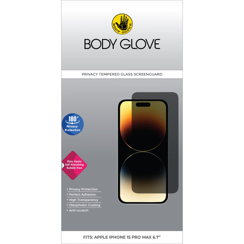 Body Glove Privacy Tempered Glass Screen Protector - Apple iPhone 15 Pro Max - BGSGPTG-IP15PM