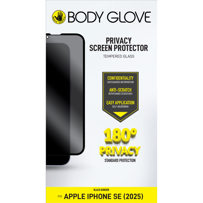 Body Glove Privacy Tempered Glass Screen Protector - Apple iPhone 16e - Black Border (BGSGPTG-IPHSE4)