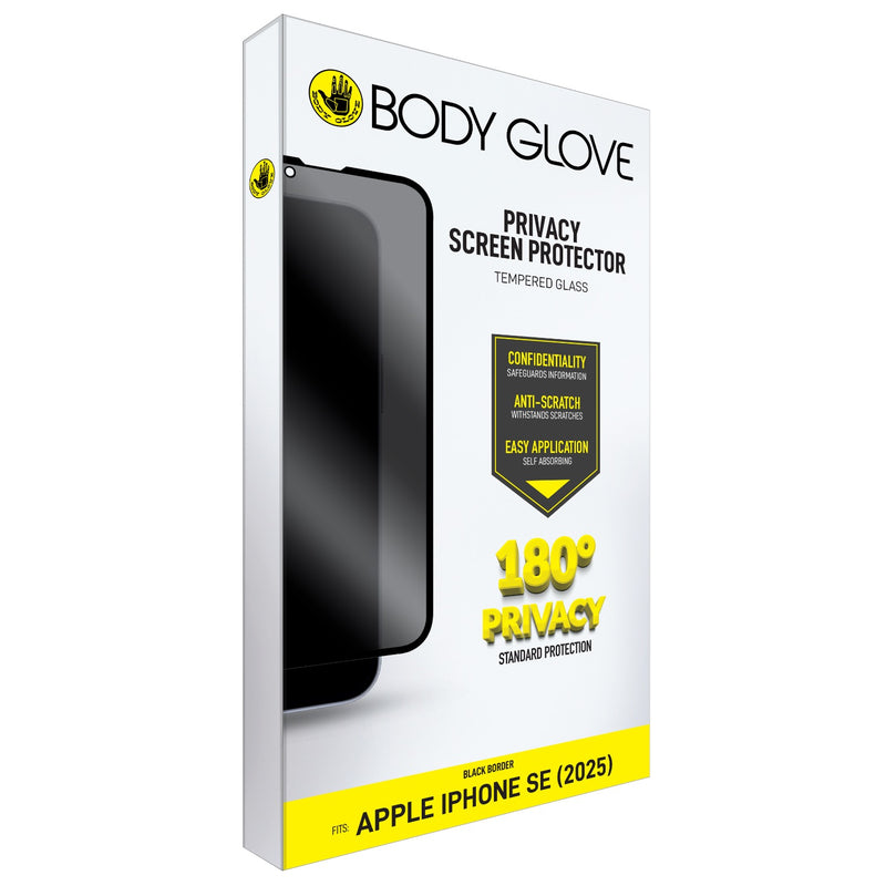 Body Glove Privacy Tempered Glass Screen Protector - Apple iPhone 16e - Black Border (BGSGPTG-IPHSE4)