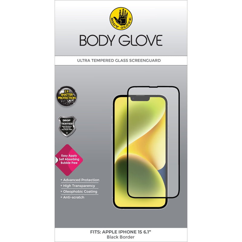 Body Glove Ultra Tempered Glass Screen Protector - Apple iPhone 15 - BGSGUL-I15-BK