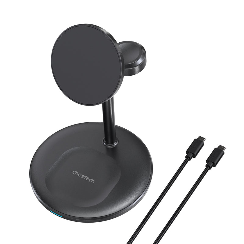 Choetech Fast Wireless 3 In 1 Magnetic Charging Stand T585-F 15W - Black (CHO-T585-F-BK)