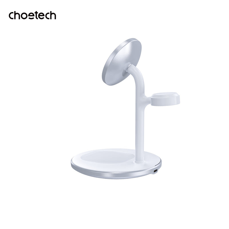 Choetech Fast Wireless 3 In 1 Magnetic Charging Stand T585-F 15W - White (CHO-T585-FV12-W)