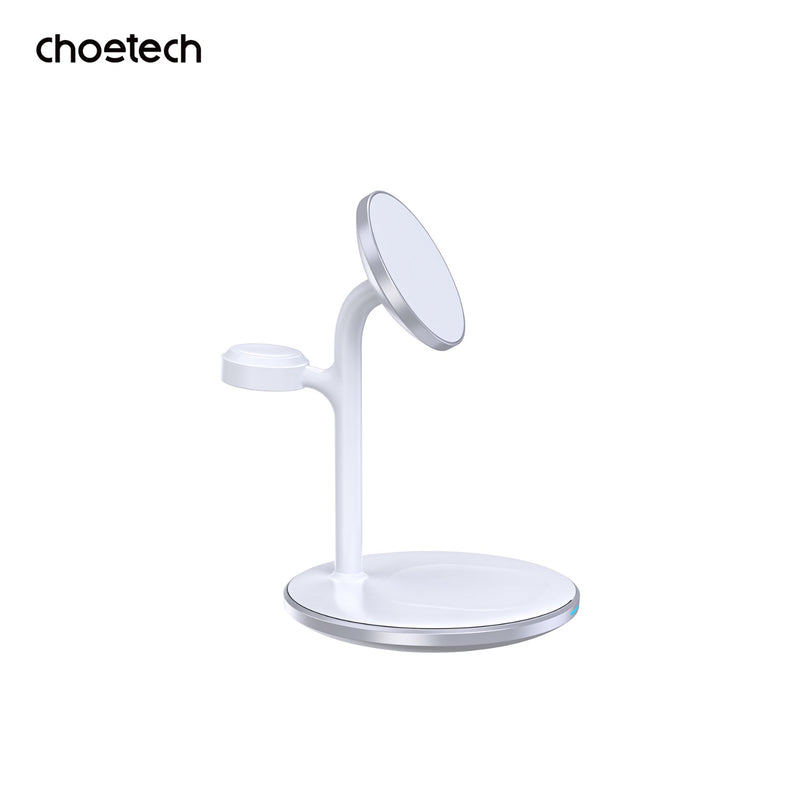 Choetech Fast Wireless 3 In 1 Magnetic Charging Stand T585-F 15W - White (CHO-T585-FV12-W)