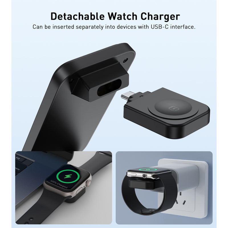 Choetech Fast Wireless 3 In 1 Magnetic Charging Stand T611-F 15W - Black (CHO-T611-F-BK)