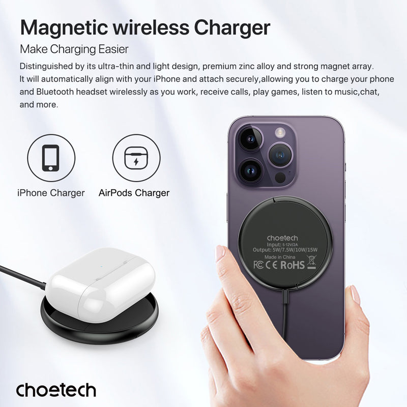 Choetech Fast Wireless Charger With Stand T697-F 15W - Black (CHO-T697-F-BK)