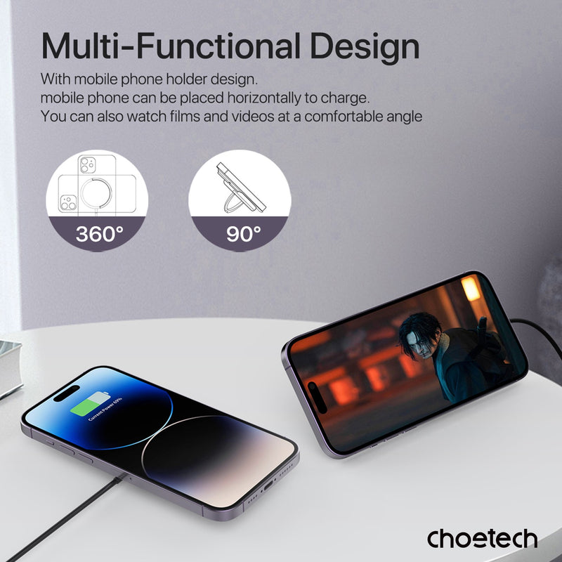 Choetech Fast Wireless Charger With Stand T697-F 15W - Black (CHO-T697-F-BK)