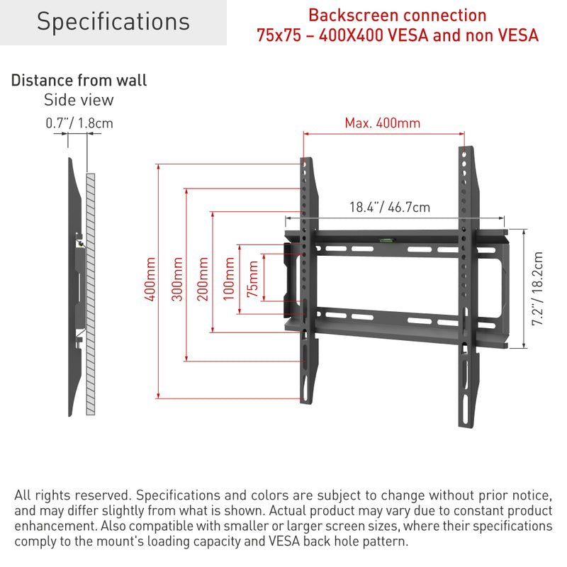 Barkan 13-65inch Flat Wall Mount Bracket