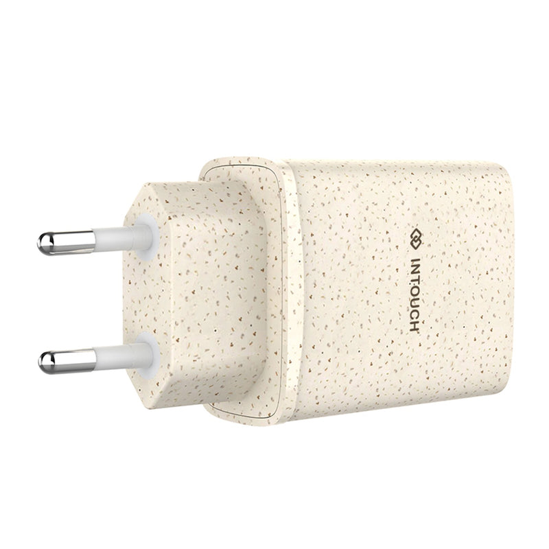 INTOUCH 2 Port PD/USB Eco Wall Charger 20W - Wheat Straw (IT-TCU4010)