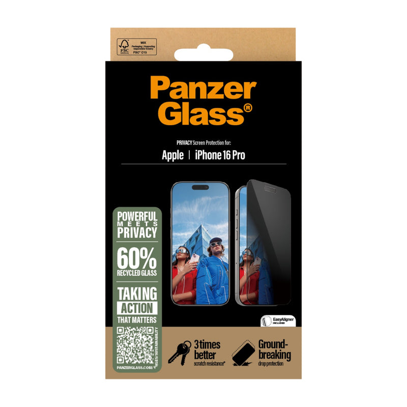 PanzerGlass Privacy Screen Protector Ultra Wide Fit - Apple iPhone 16 Pro - Black (P2862)