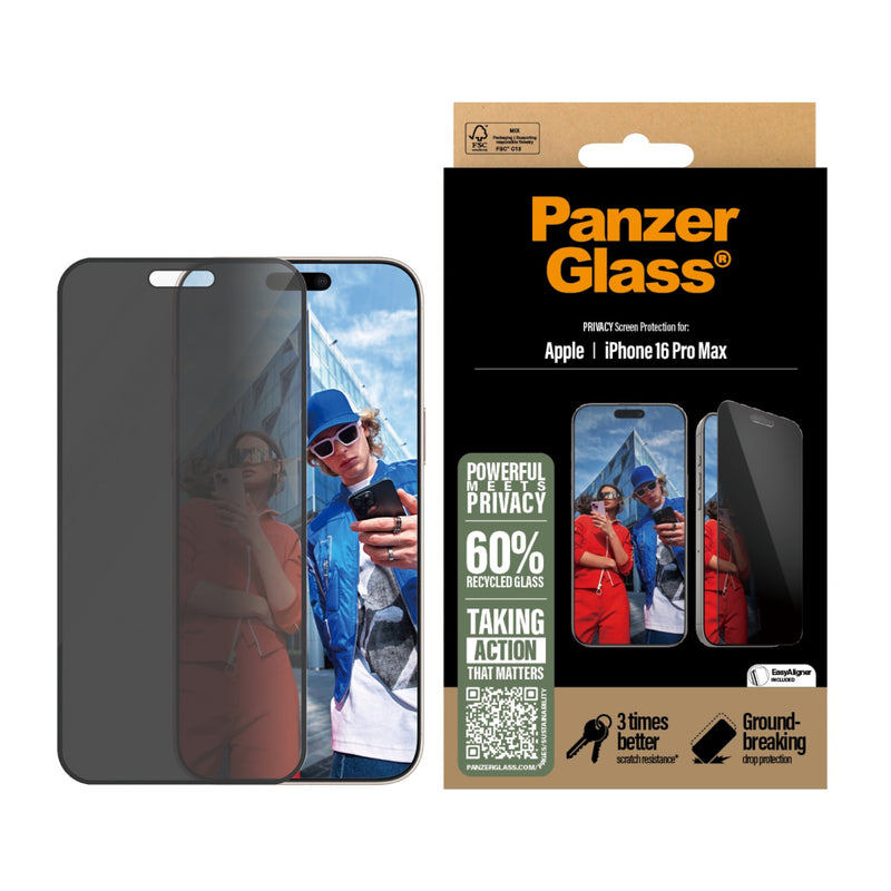 PanzerGlass Privacy Screen Protector Ultra Wide Fit - Apple iPhone 16 Pro Max - Black (P2864)