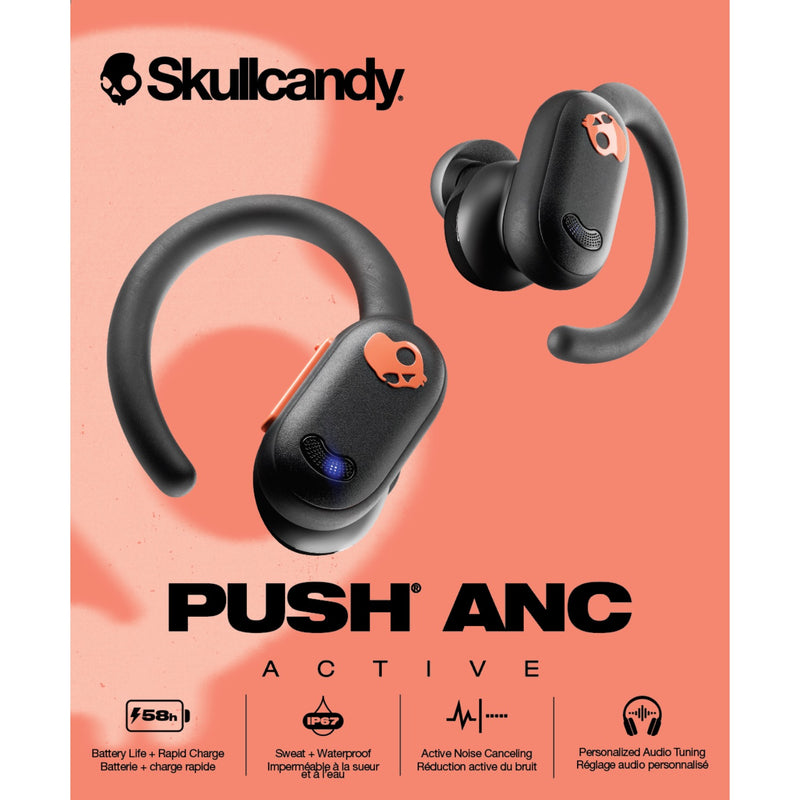 Skullcandy Push® ANC Active True Wireless Earbuds - Black/Orange (S2PAW-S749)