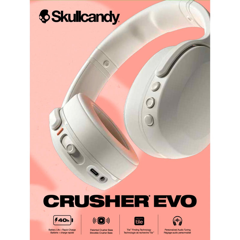 Skullcandy Crusher® Evo Sensory Bass Headphones With Personal Sound - Bone/Orange (S6EVW-S951)