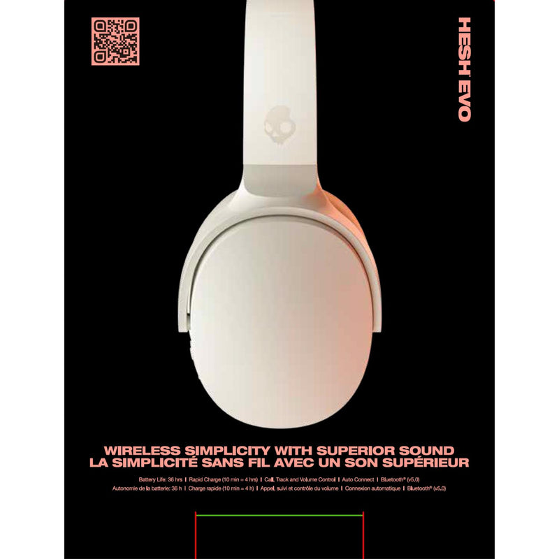 Skullcandy Hesh® Evo Wireless Headphones - Bone/Orange (S6HVW-S951)