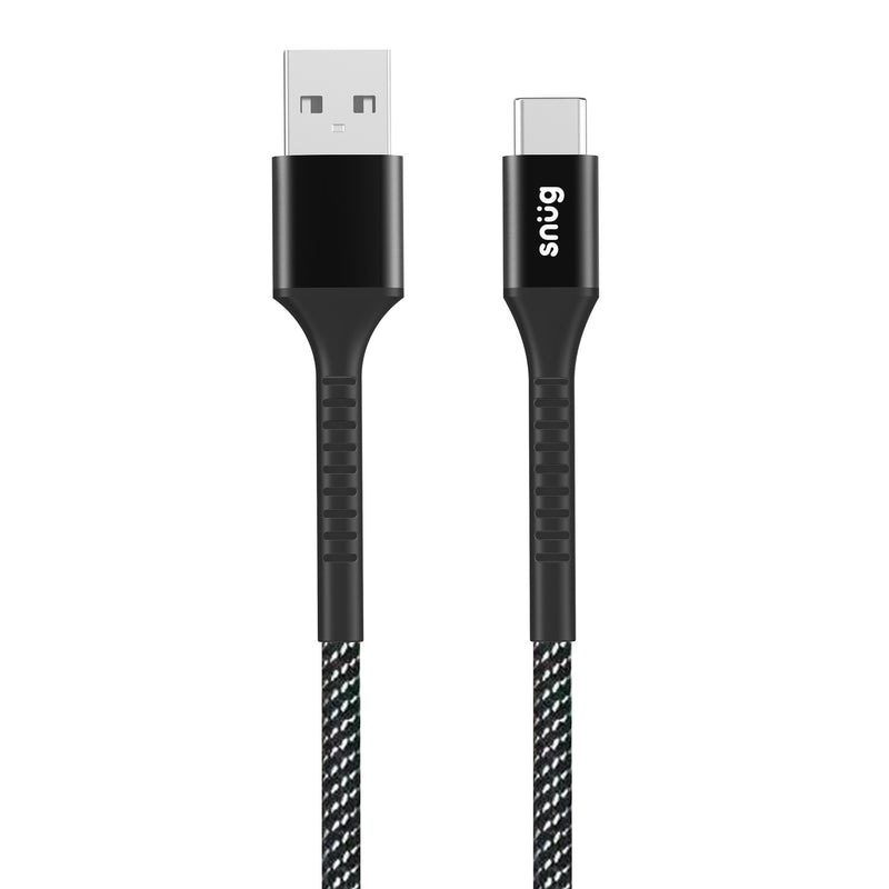 Snug USB To Type-C Nylon Braided Cable 10W - 1.2 Metre - Black/Silver (SNPW-CABNTYCU-B)