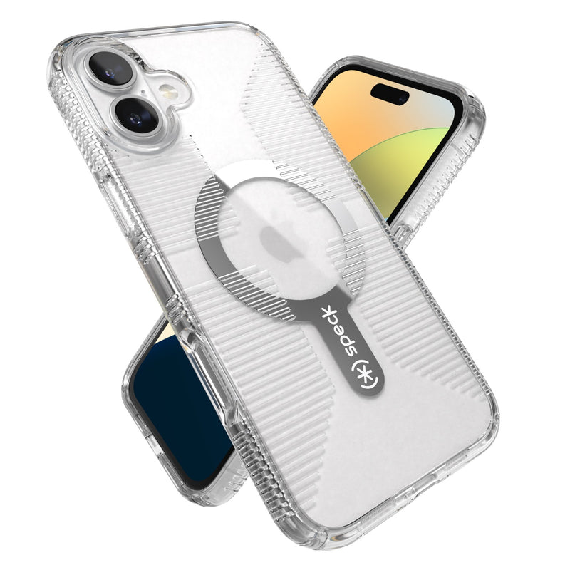 Speck Gemshell Grip MagSafe Case - Apple iPhone 16 Plus - Clear & Chrome (SPK150721-5085)