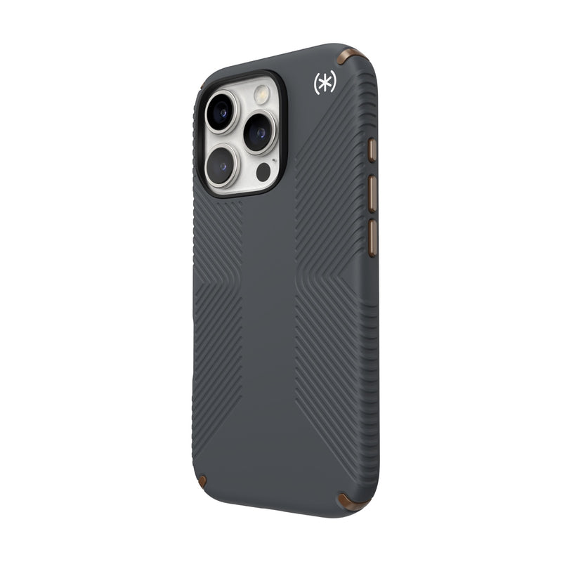 Speck Presidio2 Grip Case - Apple iPhone 16 Pro - Charcoal Grey & Cool Bronze (SPK150778-3212)