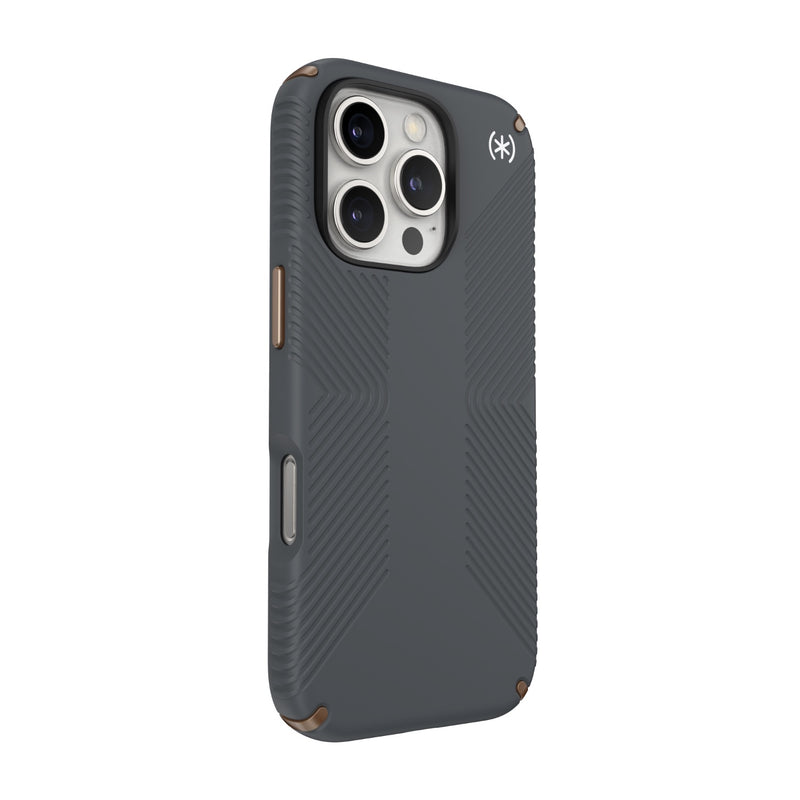 Speck Presidio2 Grip Case - Apple iPhone 16 Pro - Charcoal Grey & Cool Bronze (SPK150778-3212)