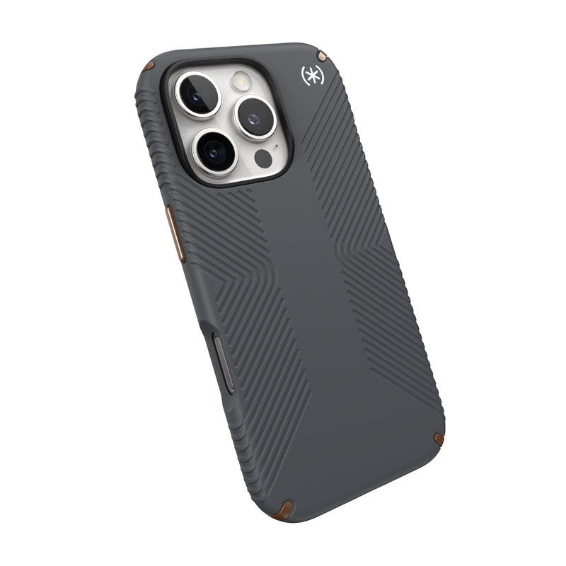 Speck Presidio2 Grip Case - Apple iPhone 16 Pro - Charcoal Grey & Cool Bronze (SPK150778-3212)