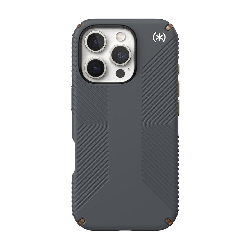 Speck Presidio2 Grip Case - Apple iPhone 16 Pro - Charcoal Grey & Cool Bronze (SPK150778-3212)