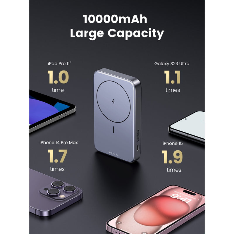 UGREEN Magnetic Wireless Power Bank With Kickstand 10000mAh - Grey (UG-PB206-15086)